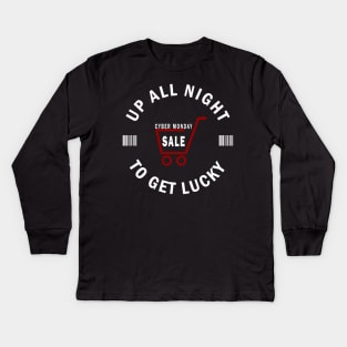Up All Night To Get Lucky - Cyber Monday Shopaholic Kids Long Sleeve T-Shirt